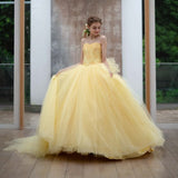 LTP0859,Gorgeous Yellow Sweetheart Ball Gown Quinceanera Dresses Lace Applique Evening Prom Gowns Big Bow Knot Sweet 15 HZ0307