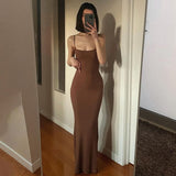 Spaghetti Straps Tight Bodycon Long Prom Dresses Spandex Floor Length Party HZ0307