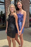 Cute Sequin Feather Bodycon Homecoming Dress Short Prom HZ0307