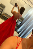 LTP1048,Red Spaghetti Straps Long Prom Dress with HZ0307
