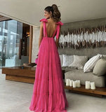 LTP1238,Hot Pink A-Line Prom Dresses,Long Evening Dresses,Teenager Graduation HZ0307
