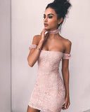 Light Pink Lace Tight Homecoming Dress Short Party HZ0307