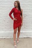 One Shoulder Sequin Bodycon Tassel Homecoming HZ0307