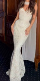 Two Pieces Mermaid Lace Wedding Dresses Sweetheart Sleeveless Evening Prom HZ0307