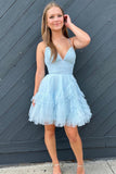 Spaghetti Straps Tulle Multi Layers Ruffles Homecoming HZ0307