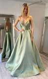 LTP1605,Spaghetti Straps A-Line Long Prom Evening Dresses,Mint Green Prom Formal HZ0307