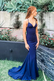 LTP1568,Mermaid blue satin long prom evening dress,cross back sexy prom HZ0307