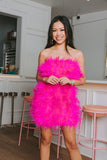 Hot Pink Feather Sleeveless Homecoming HZ0307