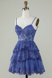 Women Sequins Purple Short Homecoming Dress A-Line Sparkly Spaghetti Straps Cocktail HZ0307