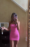 Cute pink strapless mini homecoming HZ0307