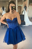 Blue Sweetheart Organza A-Line Short Homecoming HZ0307