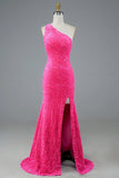 One Shoulder Sequin Long Prom HZ0307