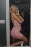 Cute Pink Sequin Tight Homecoming HZ0307