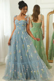 Embroidery Tulle Long Prom HZ0307