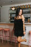 Hot Pink Feather Sleeveless Homecoming HZ0307
