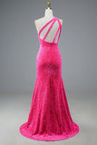 One Shoulder Sequin Long Prom HZ0307