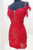 Off The Shoulder Feather Applique Homecoming HZ0307