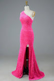 One Shoulder Sequin Long Prom HZ0307