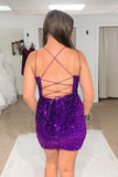 Cute Cross Back Sequins Bodycon Homecoming HZ0307