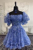 New Arrival Floral Print Ruffles A-Line Homecoming HZ0307