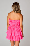 Hot Pink Strapless Pleated Mini Homecoming HZ0307