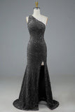One Shoulder Sequin Long Prom HZ0307