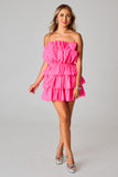 Hot Pink Strapless Pleated Mini Homecoming HZ0307