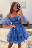 New Arrival Floral Print Ruffles A-Line Homecoming HZ0307