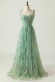 Embroidery Tulle Long Prom HZ0307