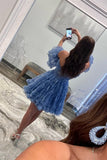 New Arrival Floral Print Ruffles A-Line Homecoming HZ0307