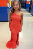 One Shoulder Sequin Long Prom HZ0307