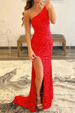 One Shoulder Sequin Long Prom HZ0307