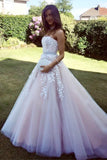 Strapless Appliques Tulle A-Line Prom HZ0307