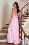 100% Hand Made Pink Sheath Long Prom Dresses With Tie Up Back, HZ0307