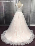 LTP1202,Pink Wedding Dress V Neck Bridal Gowns Backless Sleeveless Lace Bride Dresses Country vestidos de HZ0307