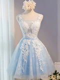 LTP1065,Cute baby blue lace tulle mini homecoming HZ0307