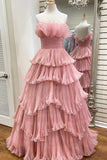 Ruffles Pleated A-Line Organza Long Prom HZ0307