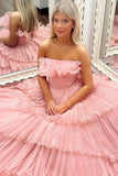 Ruffles Pleated A-Line Organza Long Prom HZ0307