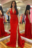 Halter Red Lace Mermaid Long Formal HZ0307