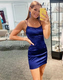 LTP1143,Royal blue tight satin homecoming HZ0307