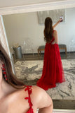 LTP0967,Elegant Red Appliqued Prom Dress with Sheer Lace HZ0307