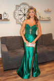 Sweetheart Red Sequin Ruched Satin Long Formal HZ0307