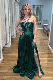Halter Blue Metallic Pleated A-line Long Formal HZ0307