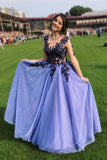 LTP1049,Purple tulle lace long prom dress purple lace evening HZ0307