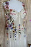 Blue Tulle A-line Formal Dress with Floral HZ0307