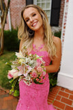 Pink Appliques Mermaid Beaded Long Prom HZ0307