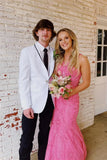 Pink Appliques Mermaid Beaded Long Prom HZ0307