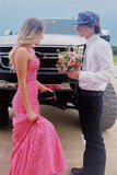 Pink Appliques Mermaid Beaded Long Prom HZ0307