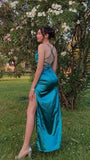 LTP1618,Sexy Blue Cross Back Tie Satin Prom Dresses,Evening Dresses Blue Party HZ0307