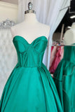 Sweetheart Green Satin A-line Long Formal HZ0307